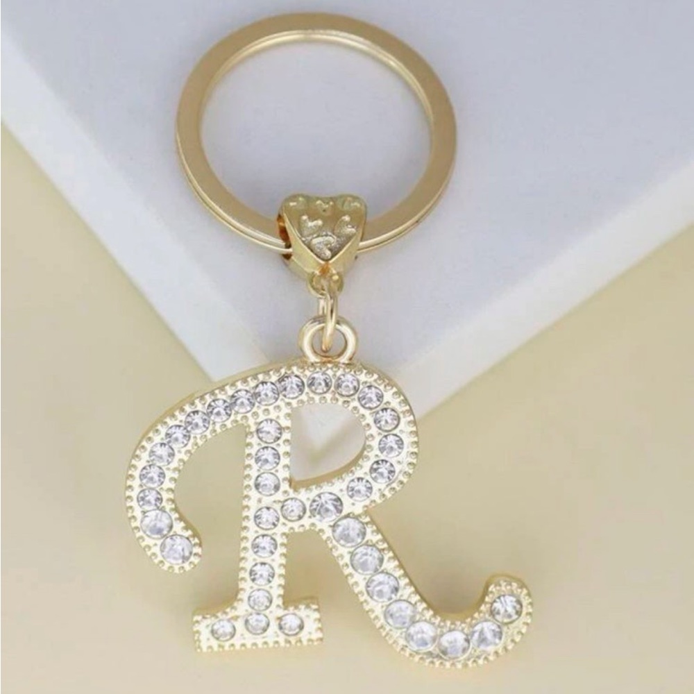 NEW!! Luxury Bag Charm- Gold Rhinestone Letter R